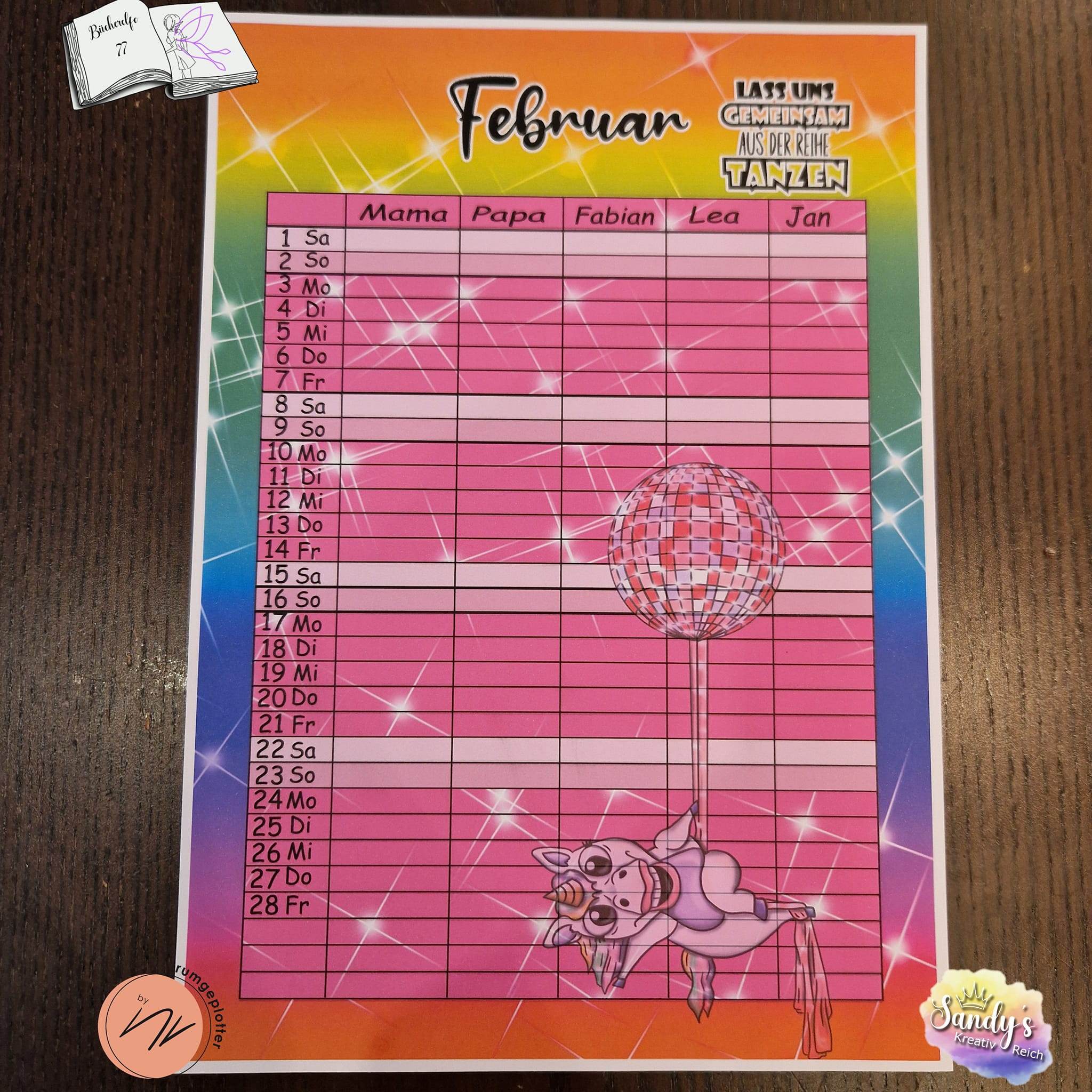 Kalender, Familienplaner 2025 zum Drucken - Sewando