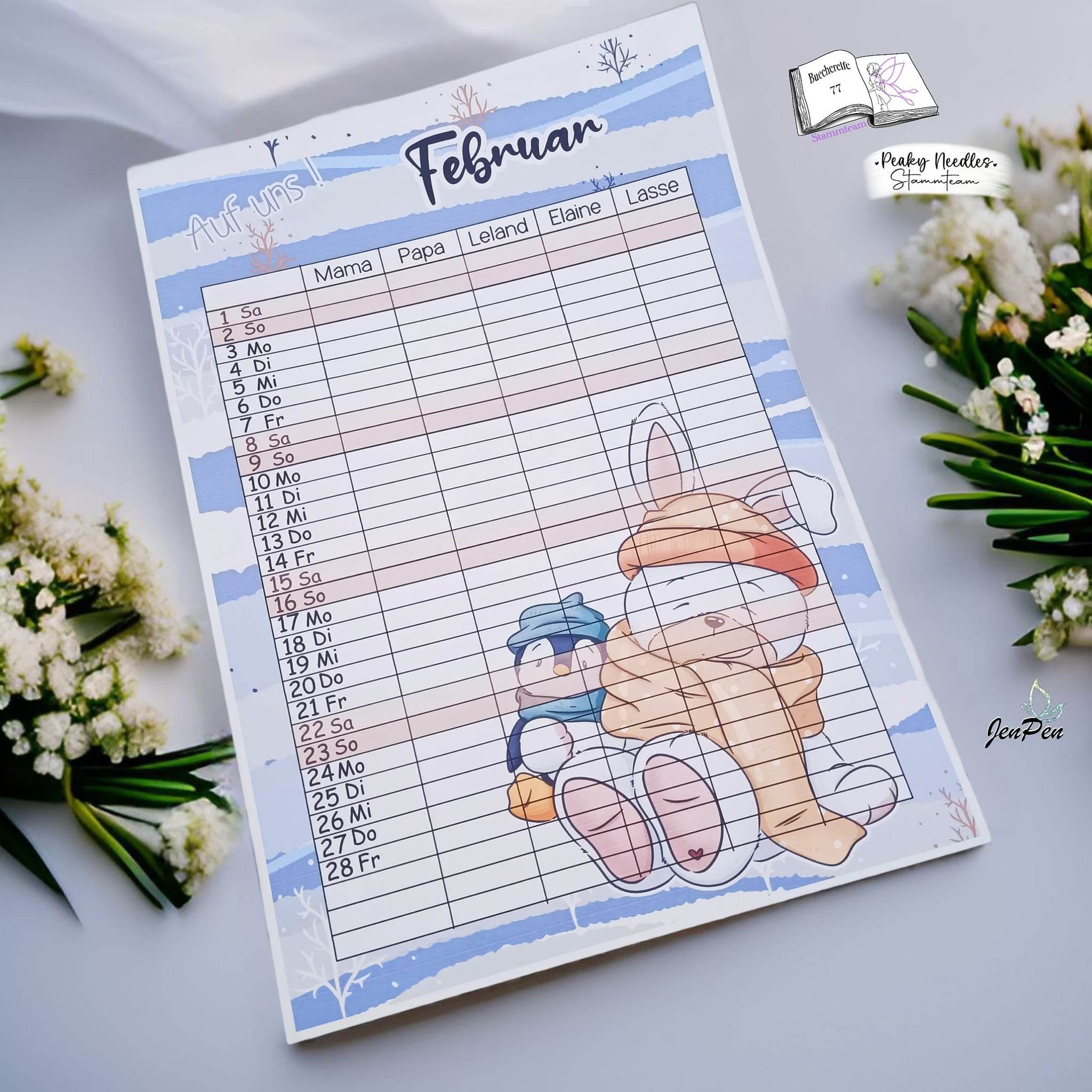 Kalender, Familienplaner 2025 zum Drucken - Sewando
