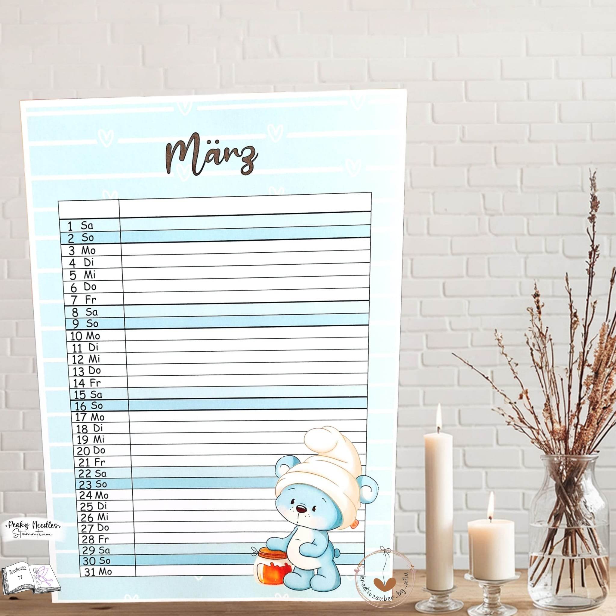 Kalender, Familienplaner 2025 zum Drucken - Sewando