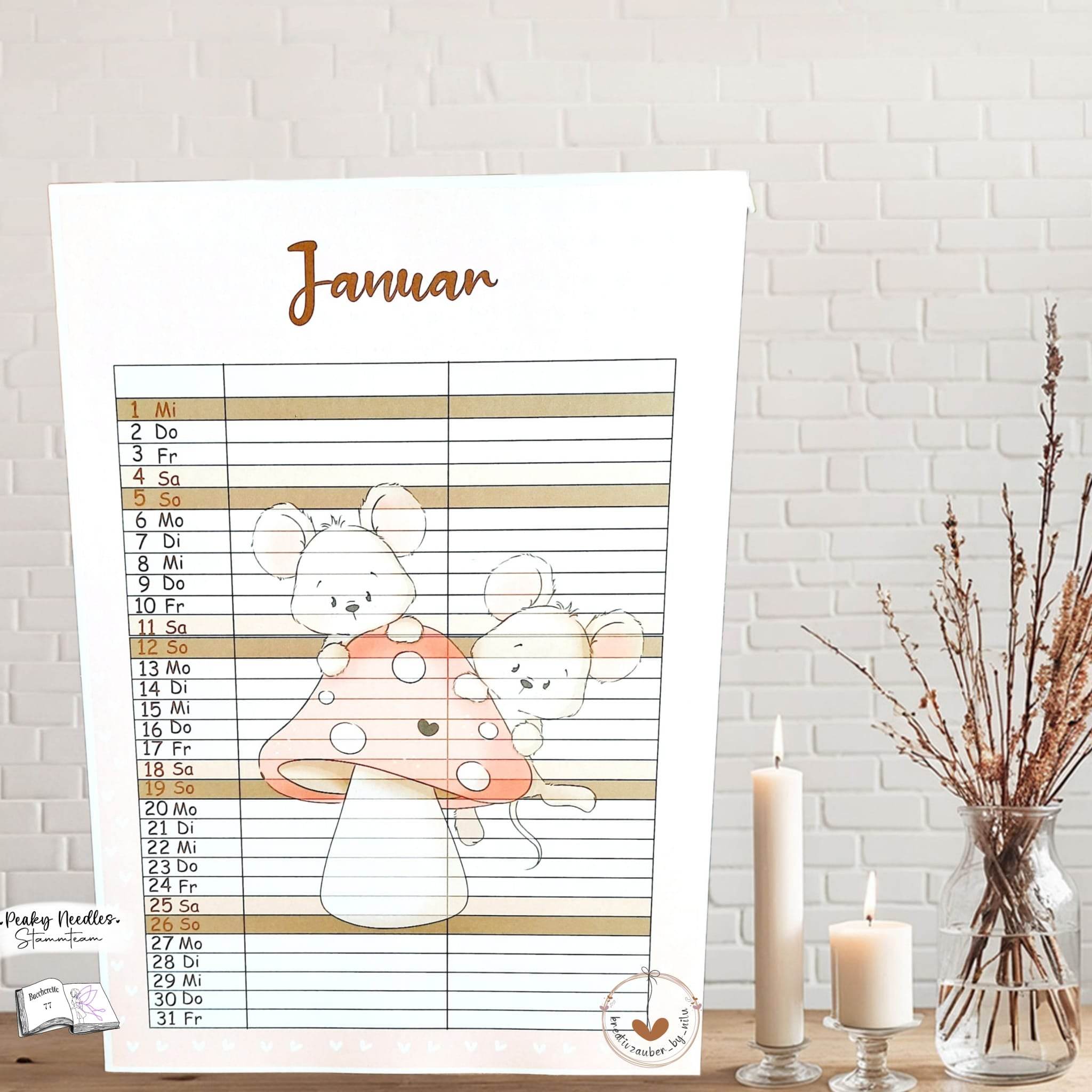 Kalender, Familienplaner 2025 zum Drucken - Sewando