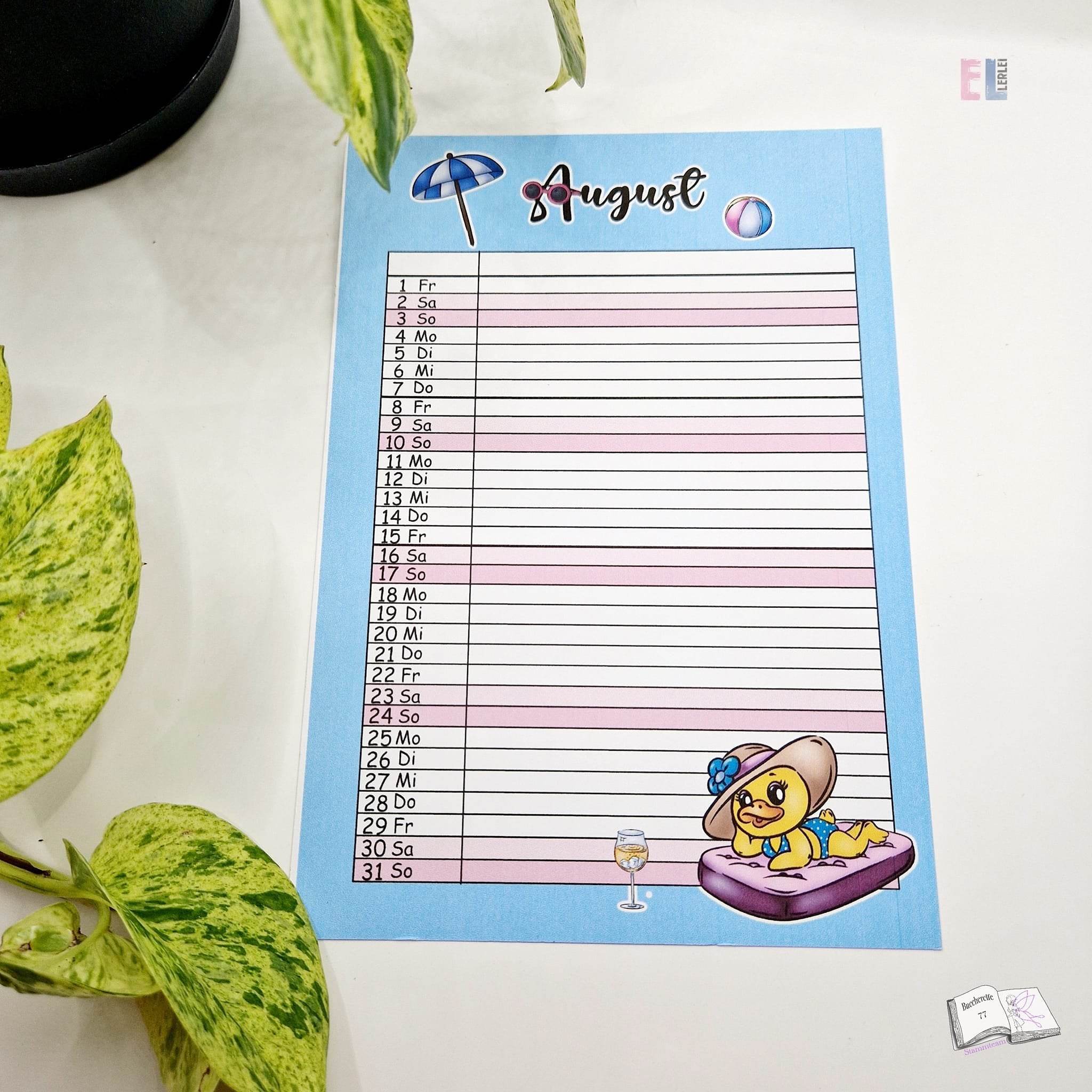 Kalender, Familienplaner 2025 zum Drucken - Sewando