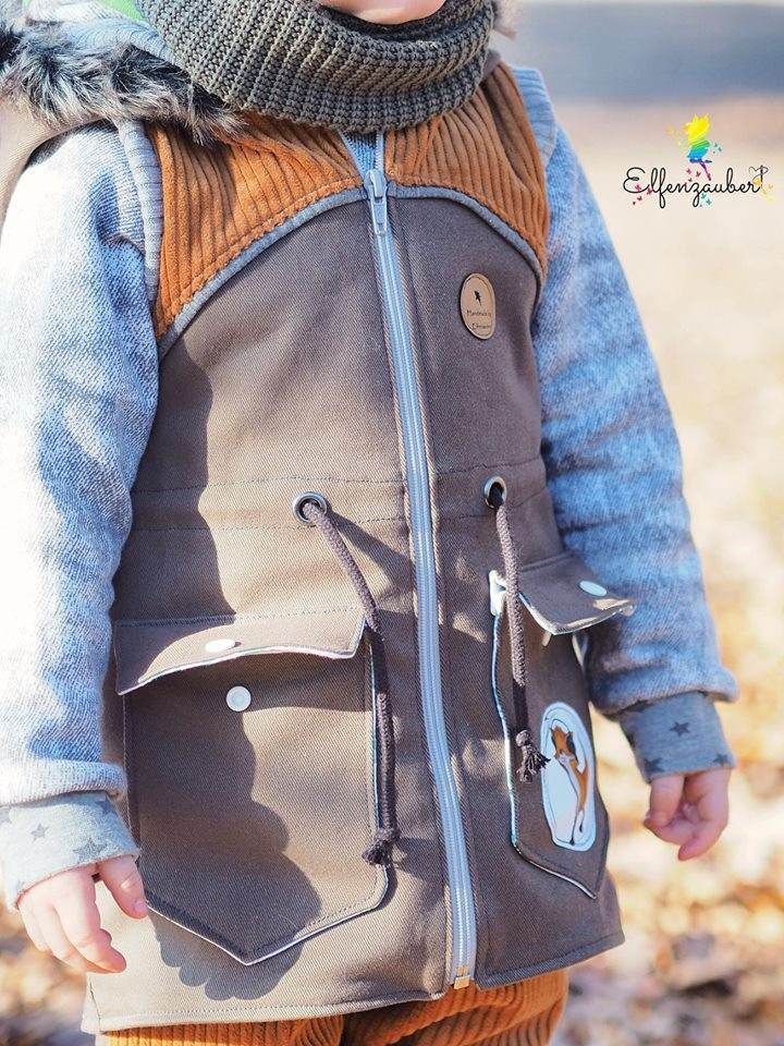 Big Lieblingsweste mit Kapuze und Loop, abnehmbarer Kapuze für 105cm-140cm Körpergröße - Sewando