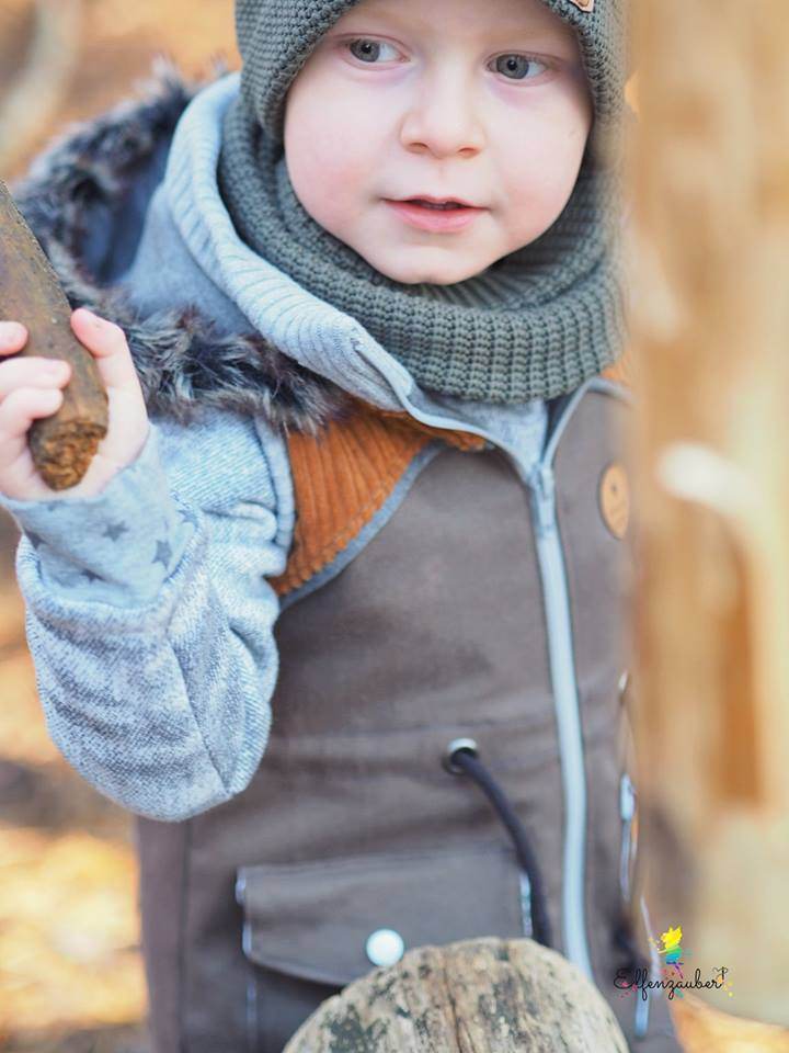 Big Lieblingsweste mit Kapuze und Loop, abnehmbarer Kapuze für 105cm-140cm Körpergröße - Sewando