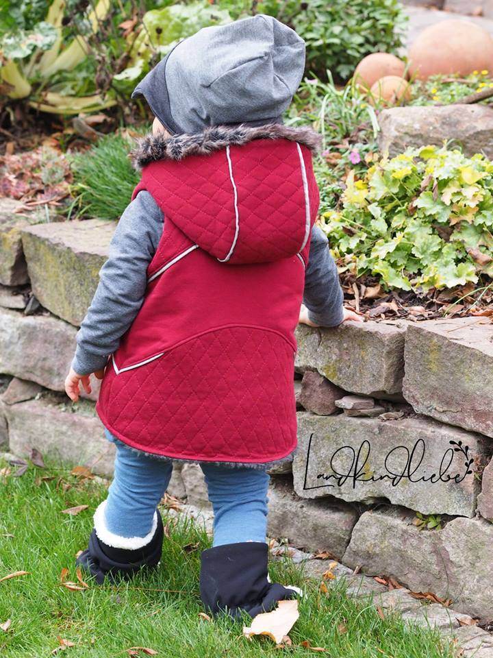 Big Lieblingsweste mit Kapuze und Loop, abnehmbarer Kapuze für 105cm-140cm Körpergröße - Sewando