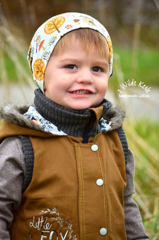 Big Lieblingsweste mit Kapuze und Loop, abnehmbarer Kapuze für 105cm-140cm Körpergröße - Sewando