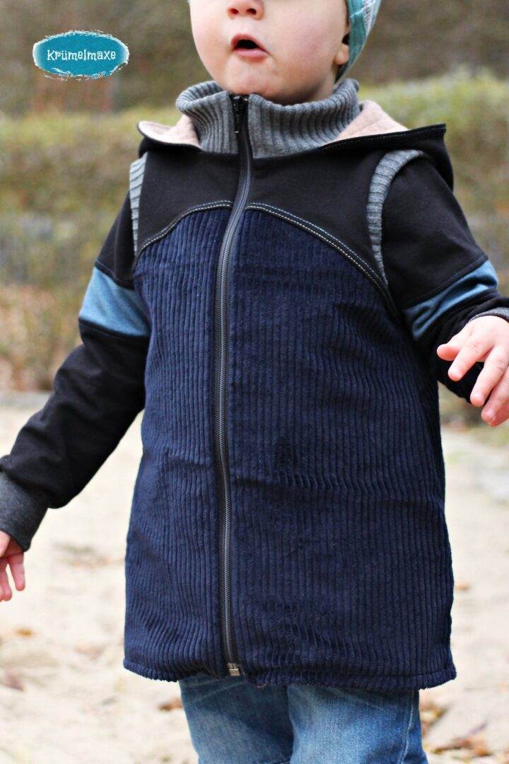 Big Lieblingsweste mit Kapuze und Loop, abnehmbarer Kapuze für 105cm-140cm Körpergröße - Sewando