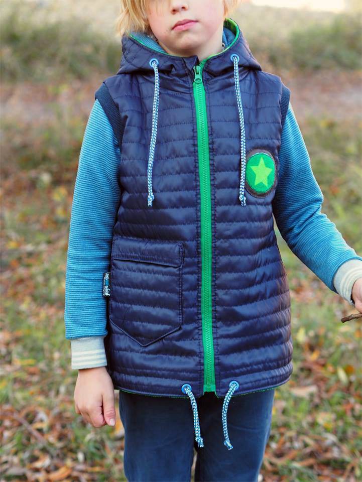 Big Lieblingsweste mit Kapuze und Loop, abnehmbarer Kapuze für 105cm-140cm Körpergröße - Sewando