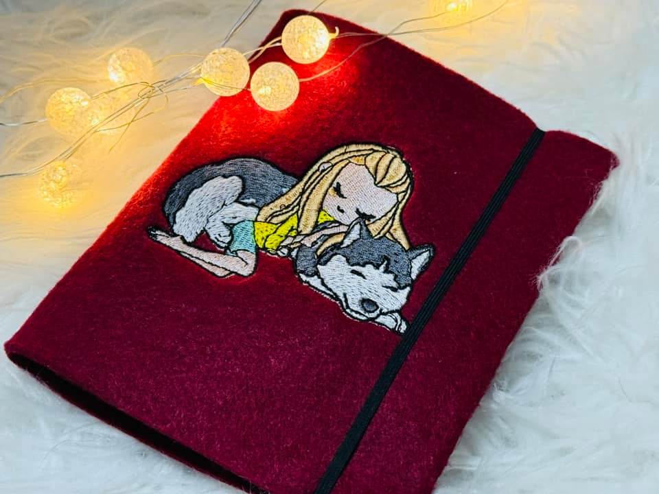 Mädchen mit Husky Stickdatei – emotionales Motiv für Kleidung & Geschenke - Sewando