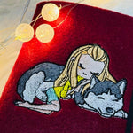 Mädchen mit Husky Stickdatei – emotionales Motiv für Kleidung & Geschenke - Sewando