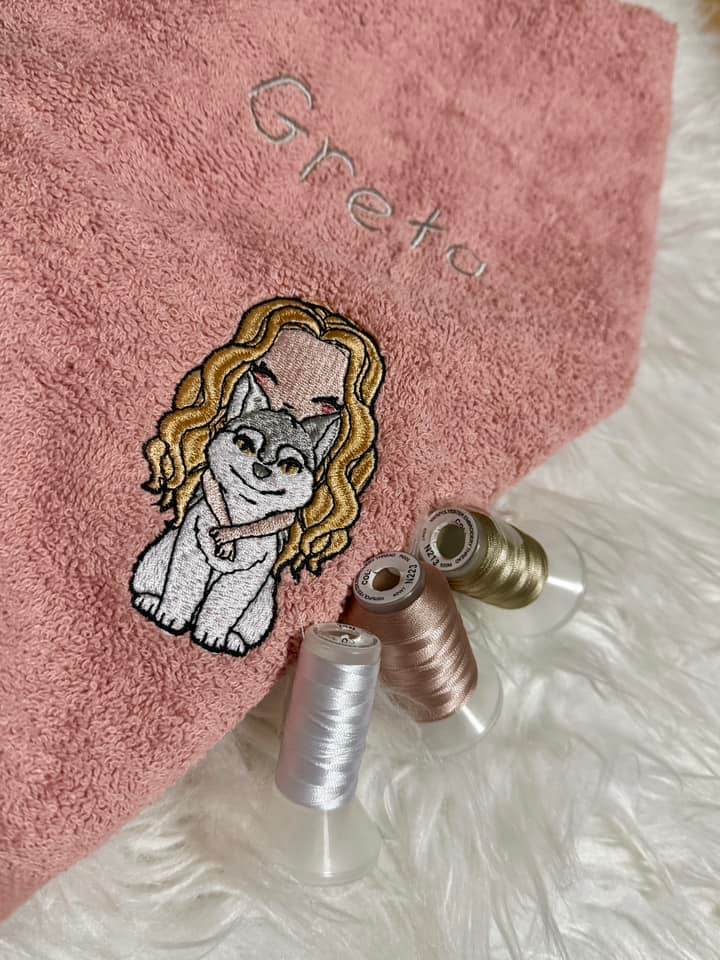 Mädchen mit Husky Stickdatei – emotionales Motiv für Geschenke & Hundeliebhaber - Sewando