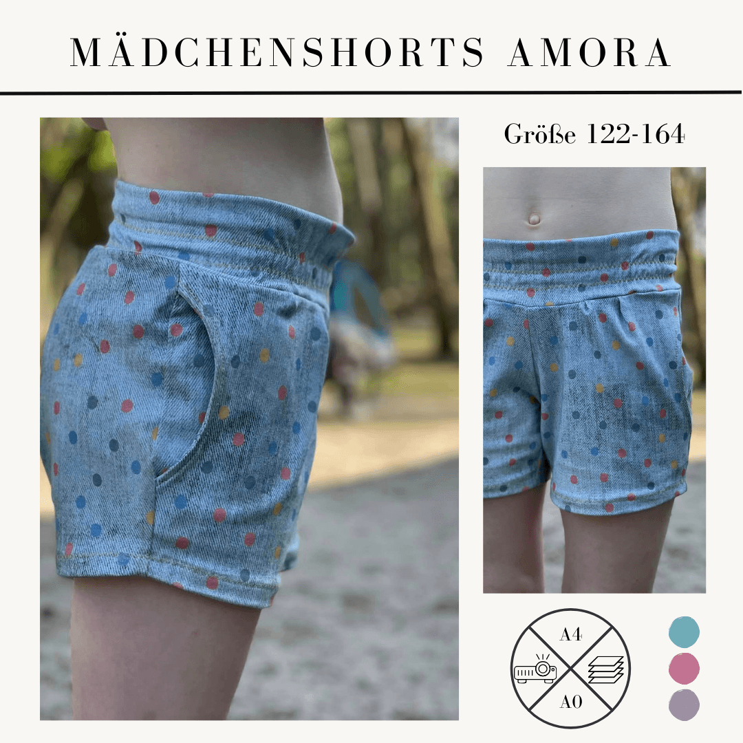 Schnittmuster Sommershorts Hose Amora für Mädchen Gr. 122-164 - Sewando