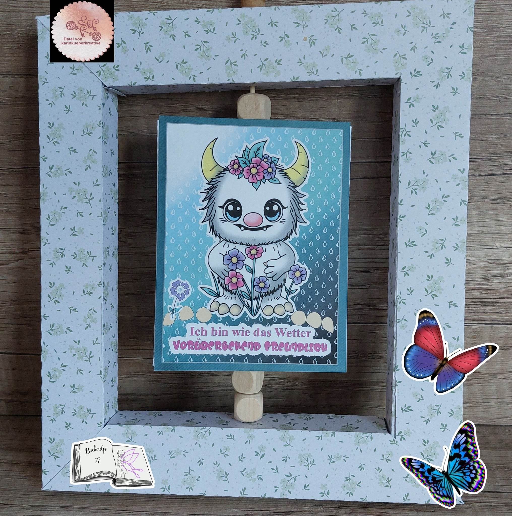 Digiset und Plott Flower Monster, Plotterdatei, Sublimation, Digistamp, Digipaper - Sewando