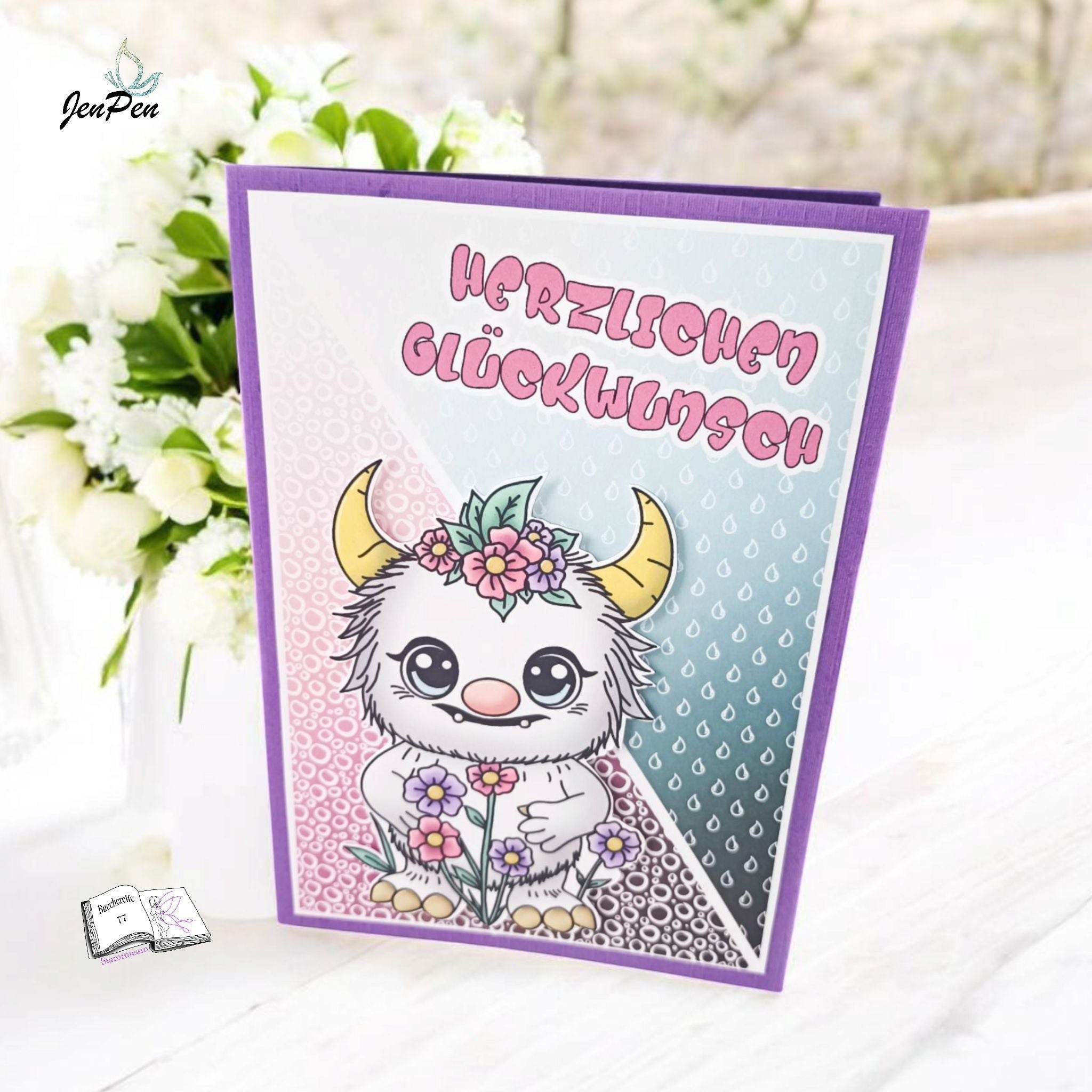 Digiset und Plott Flower Monster, Plotterdatei, Sublimation, Digistamp, Digipaper - Sewando