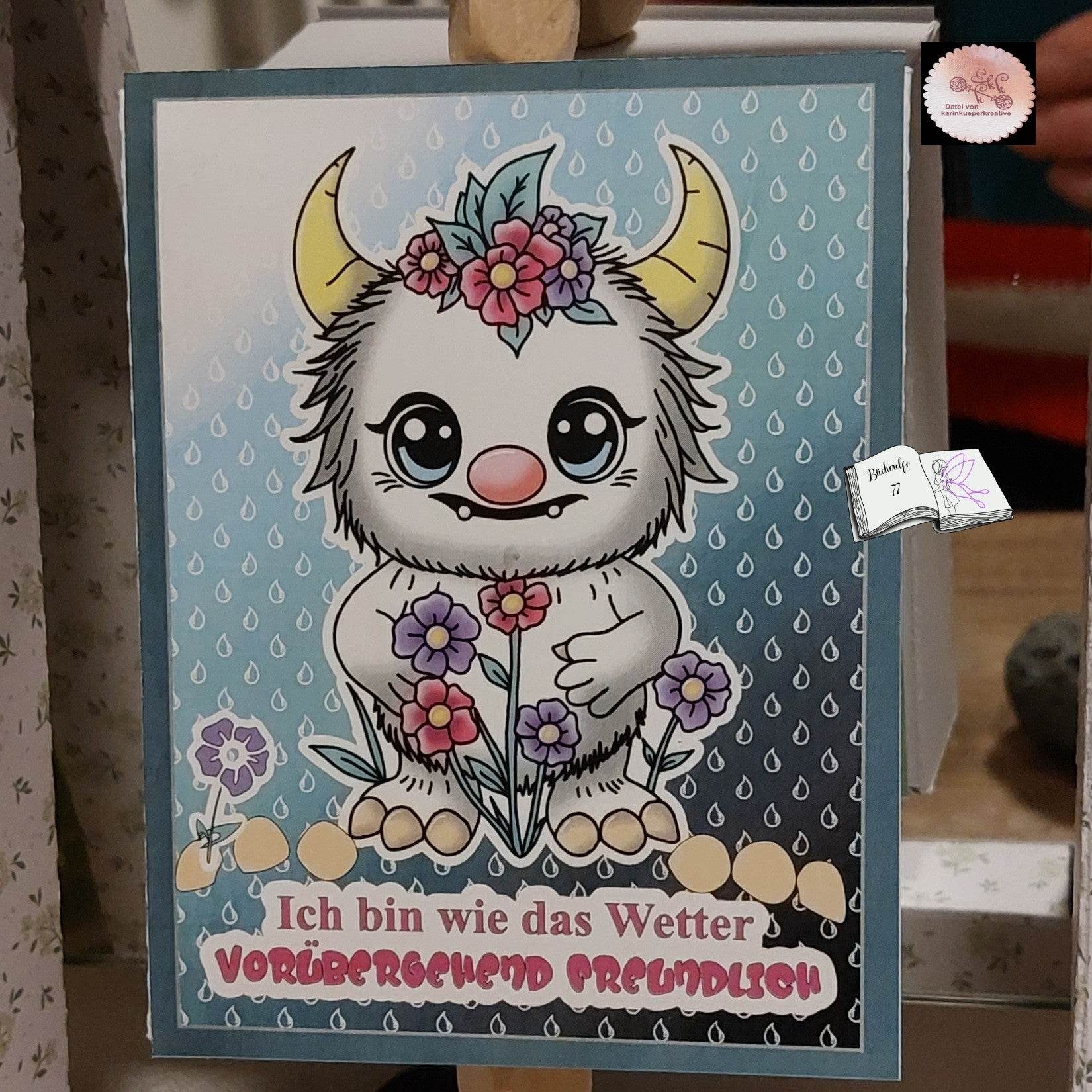 Digiset und Plott Flower Monster, Plotterdatei, Sublimation, Digistamp, Digipaper - Sewando