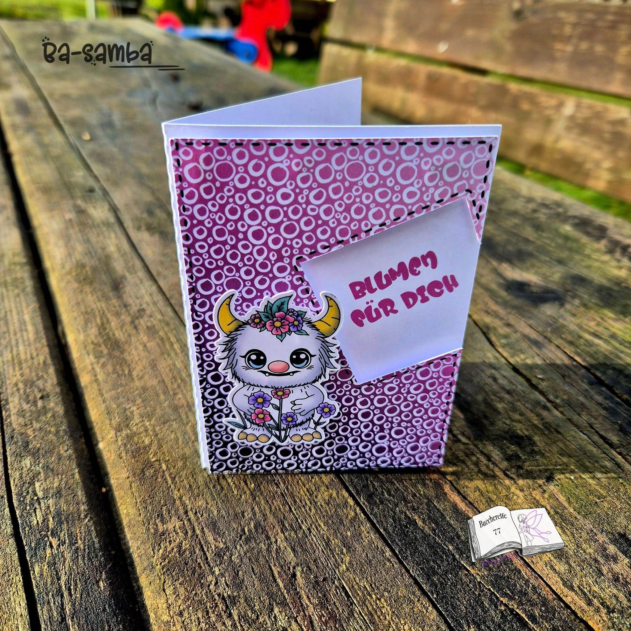 Digiset und Plott Flower Monster, Plotterdatei, Sublimation, Digistamp, Digipaper - Sewando