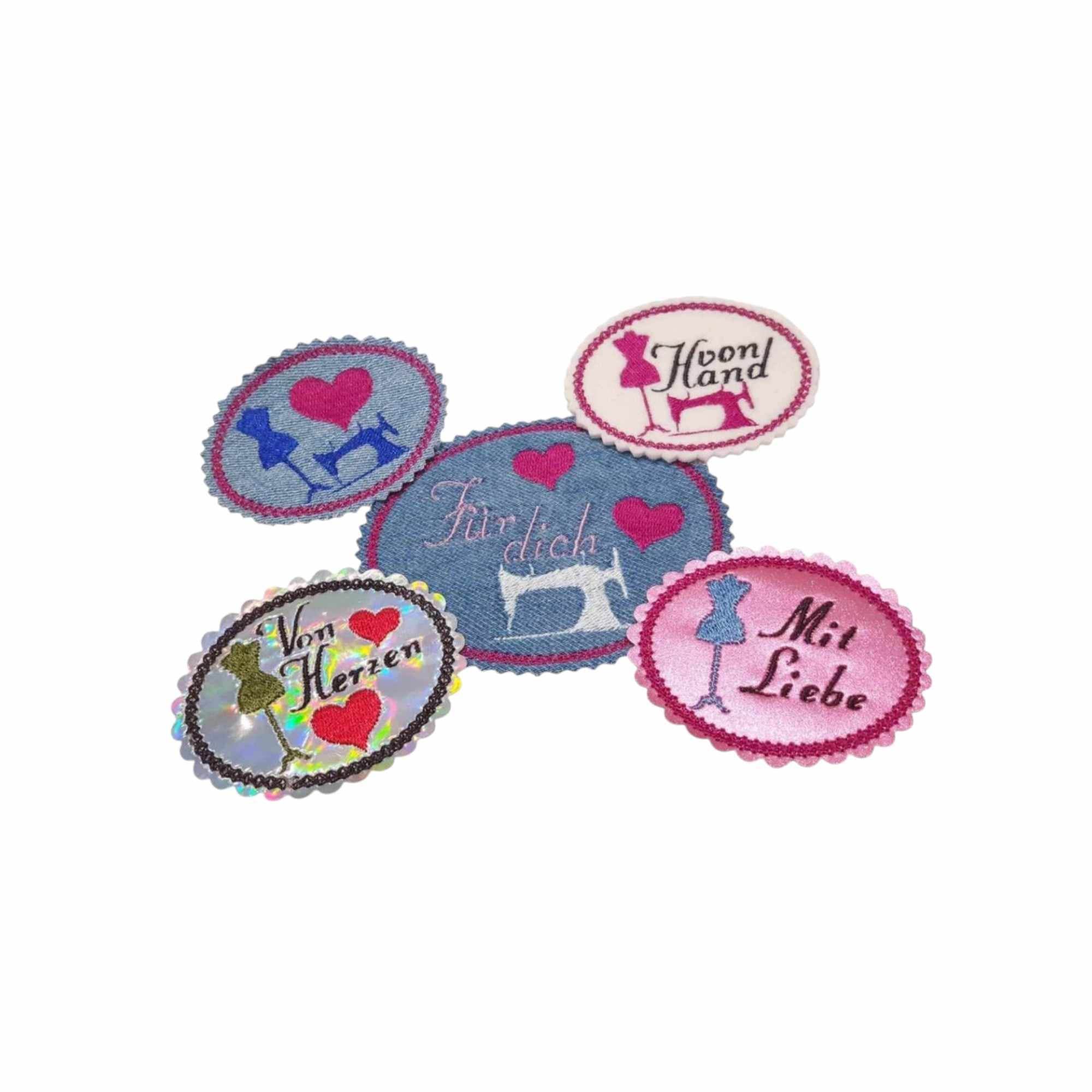 Stickdatei Labels Set 9 Designs in zwei Größen * Alle in 10x10 und kleiner * Handmade - Sewando