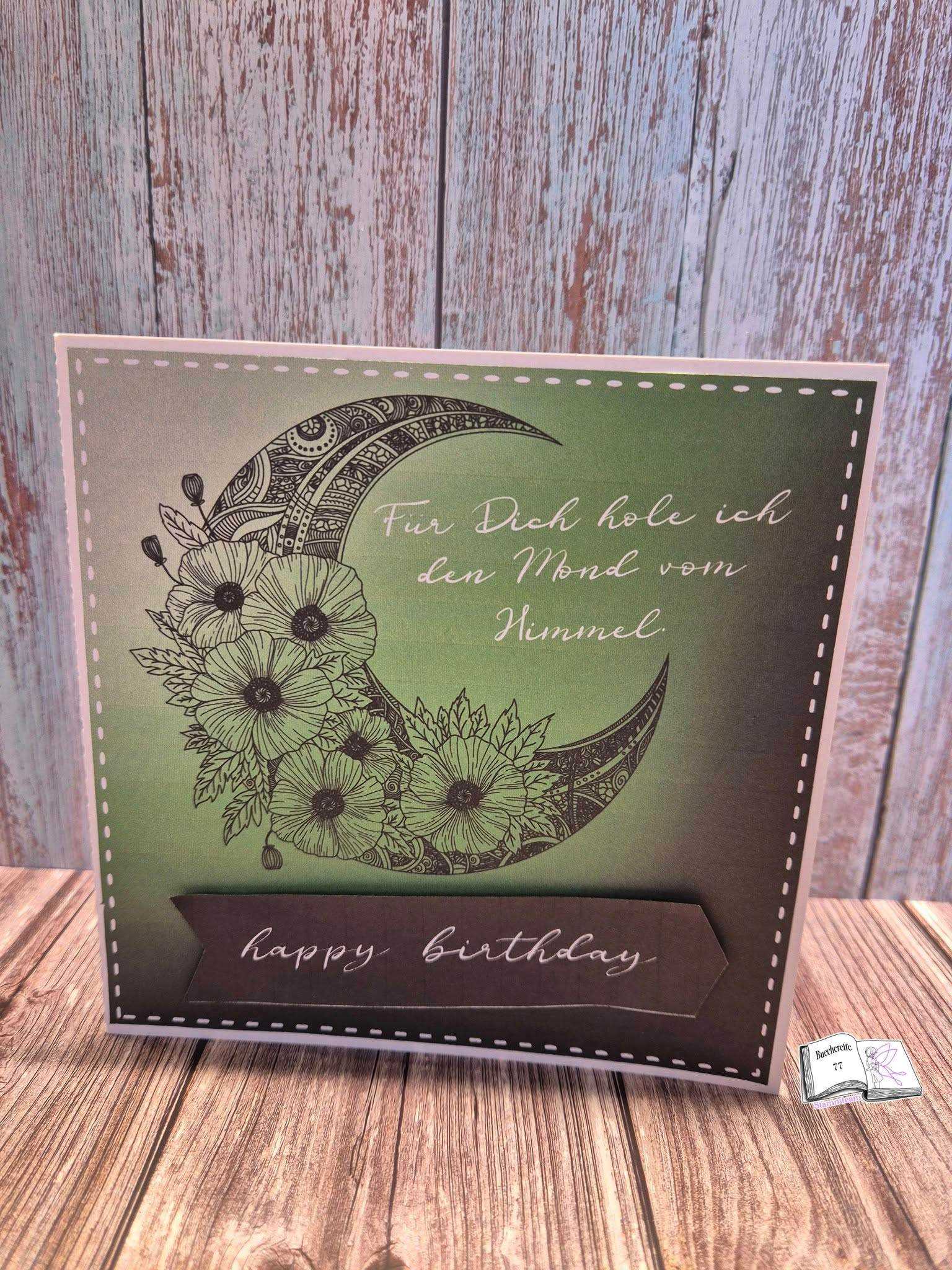 Digiset Mandala Mond mit Mohn, Digipapier, Digistamp - Sewando