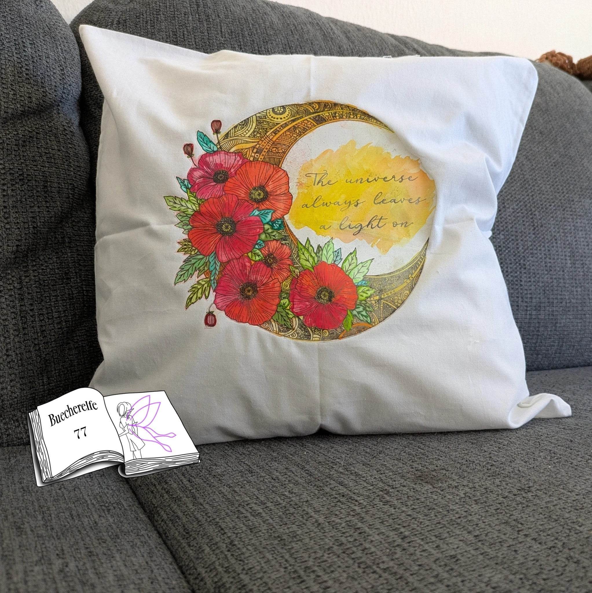 Digiset Mandala Mond mit Mohn, Digipapier, Digistamp - Sewando