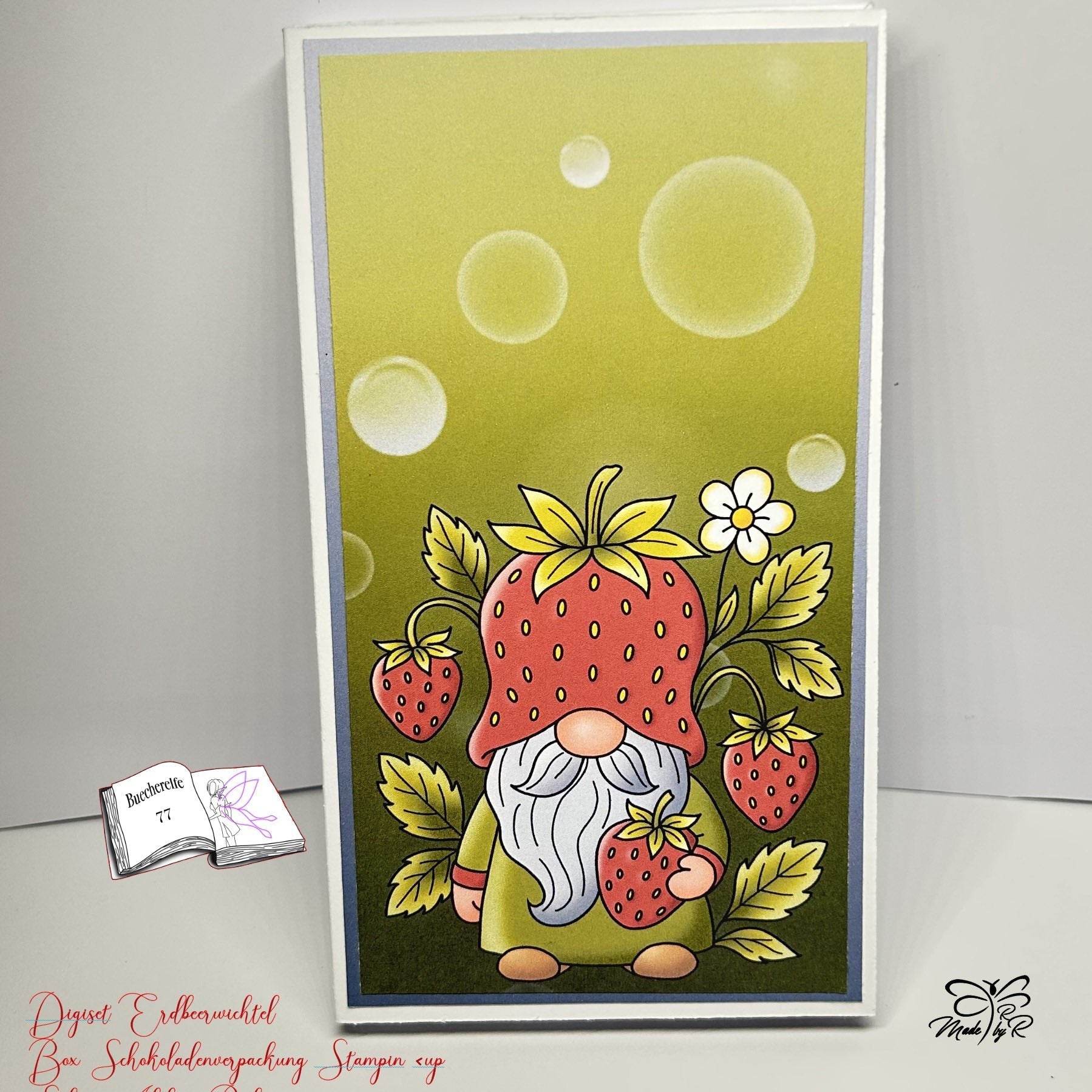 Plotterdatei Erdbeer Wichtel Hugo Sublimation, Digistamp, Digipaper ! - Sewando