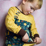 Big Sweatie mit coolen Teilungen und Taschen für 105cm-140cm Körpergröße - Sewando