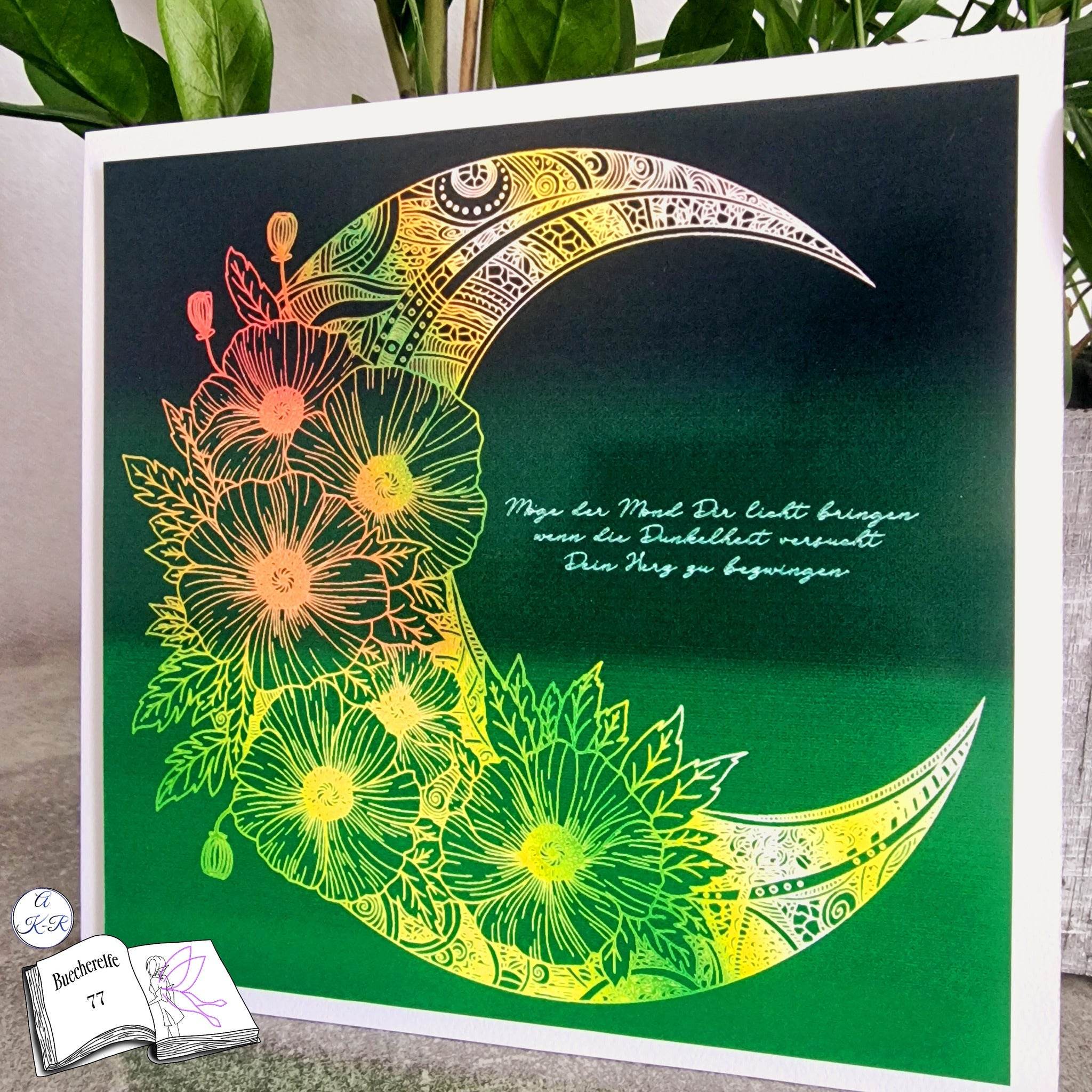 Digiset Mandala Mond mit Mohn, Digipapier, Digistamp - Sewando