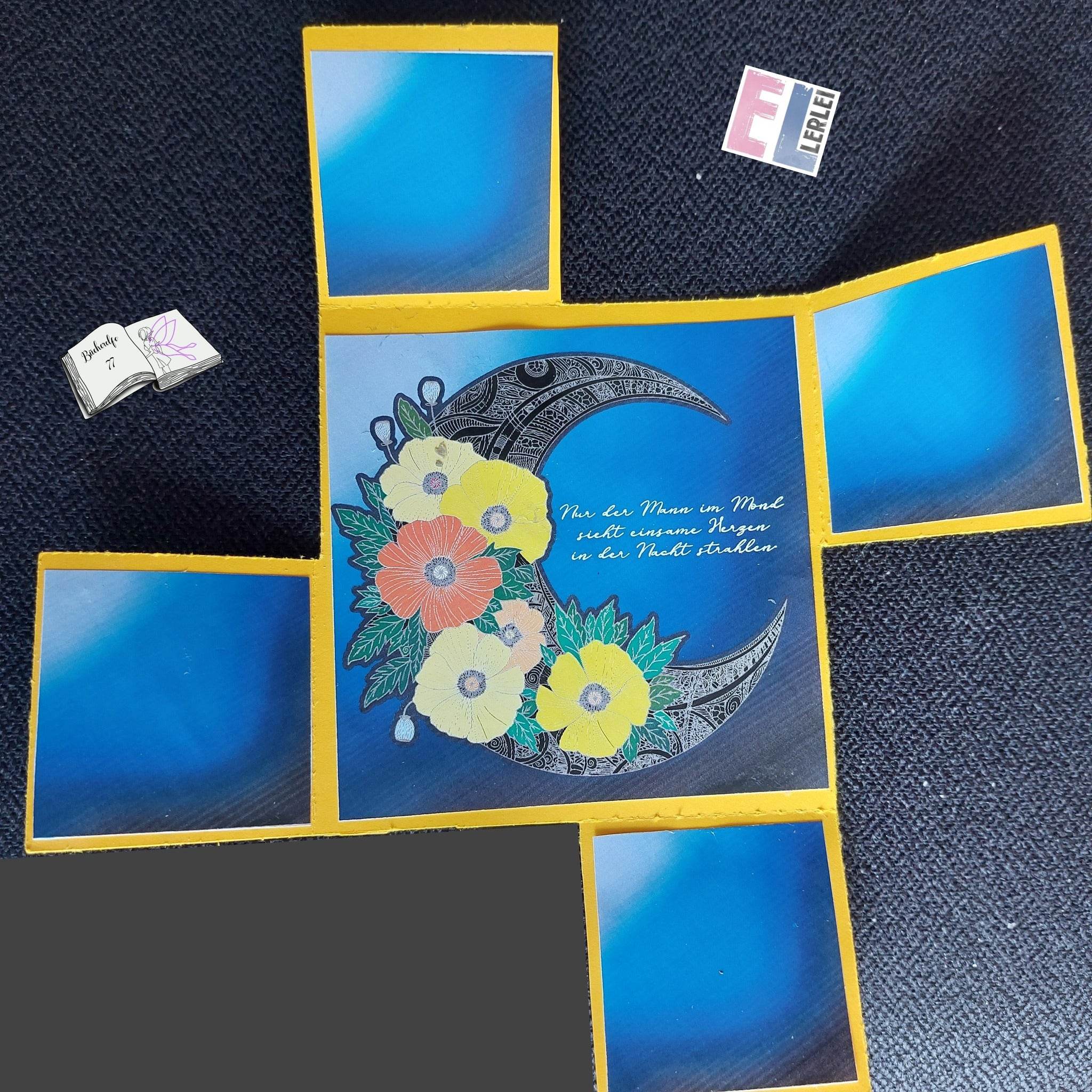 Digiset Mandala Mond mit Mohn, Digipapier, Digistamp - Sewando