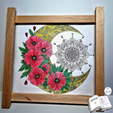 Digiset Mandala Mond mit Mohn, Digipapier, Digistamp - Sewando