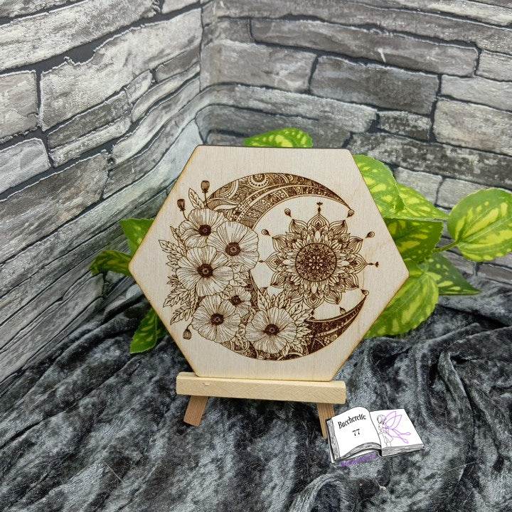 Digiset Mandala Mond mit Mohn, Digipapier, Digistamp - Sewando