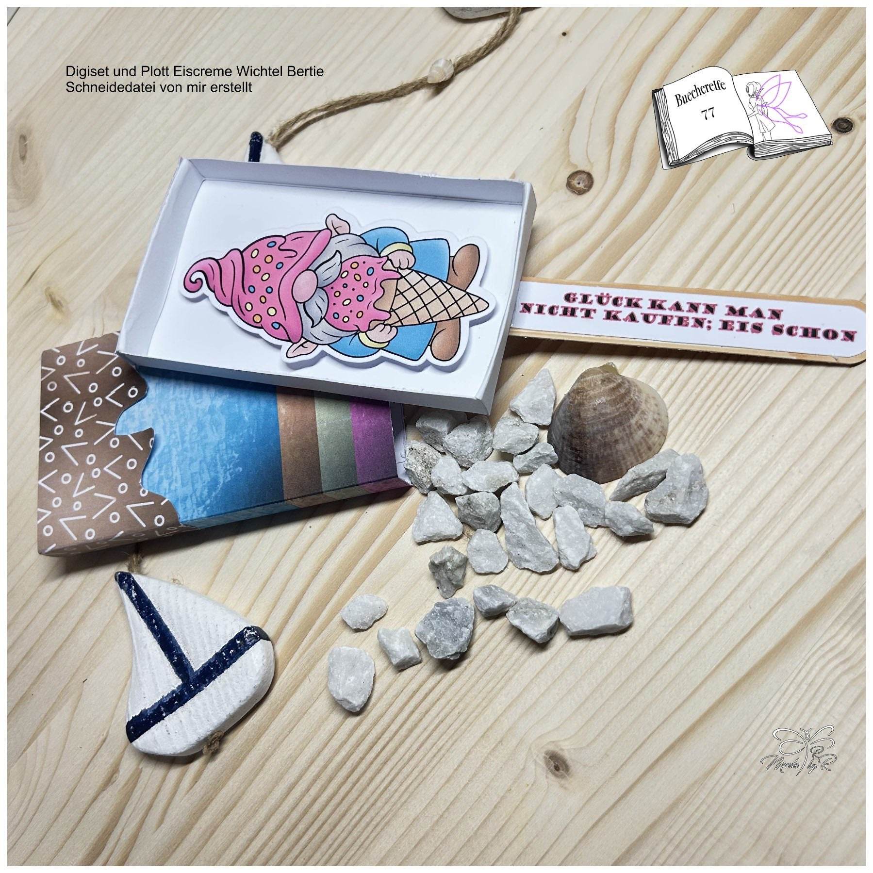 Plotterdatei Eiscreme Wichtel Bertie Sublimation, Digistamp, Digipaper ! - Sewando