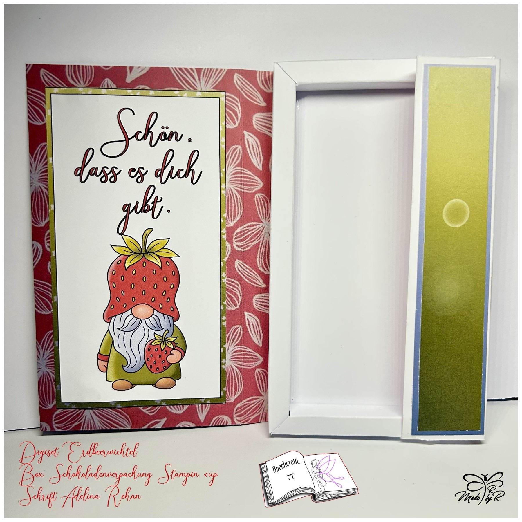 Digistamp Erdbeer Wichtel Hugo Sublimation, Plotterdatei, Digipaper ! - Sewando