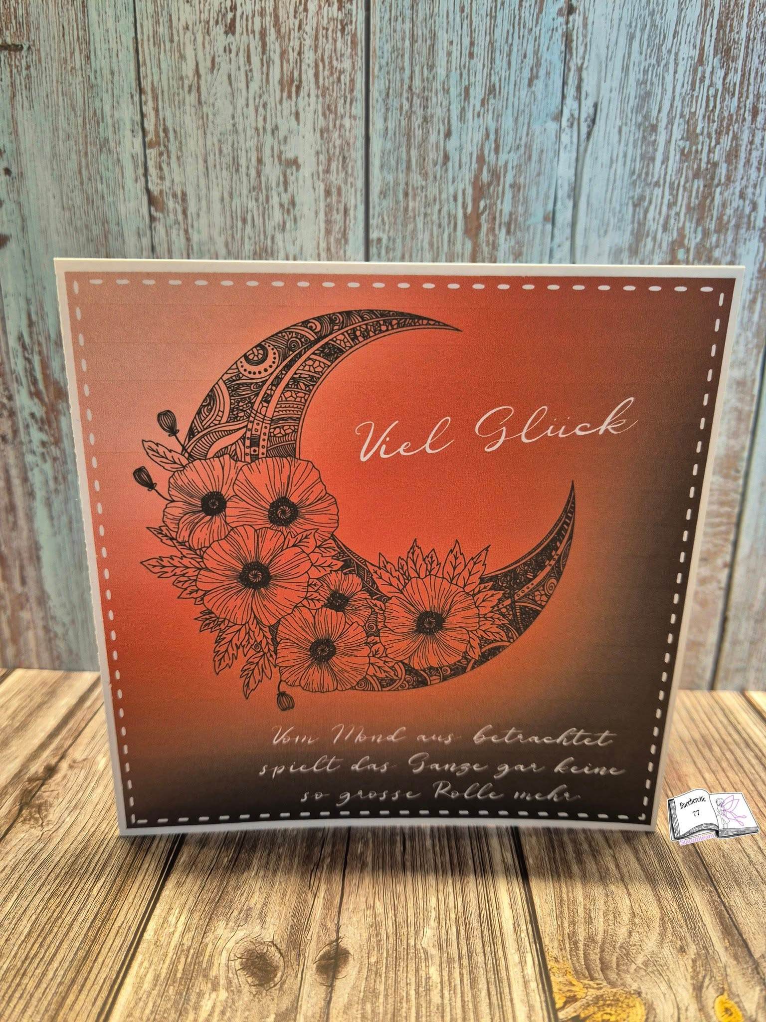 Digiset Mandala Mond mit Mohn, Digipapier, Digistamp - Sewando