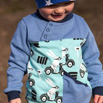 Big Sweatie mit coolen Teilungen und Taschen für 105cm-140cm Körpergröße - Sewando