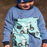 Big Sweatie mit coolen Teilungen und Taschen für 105cm-140cm Körpergröße - Sewando