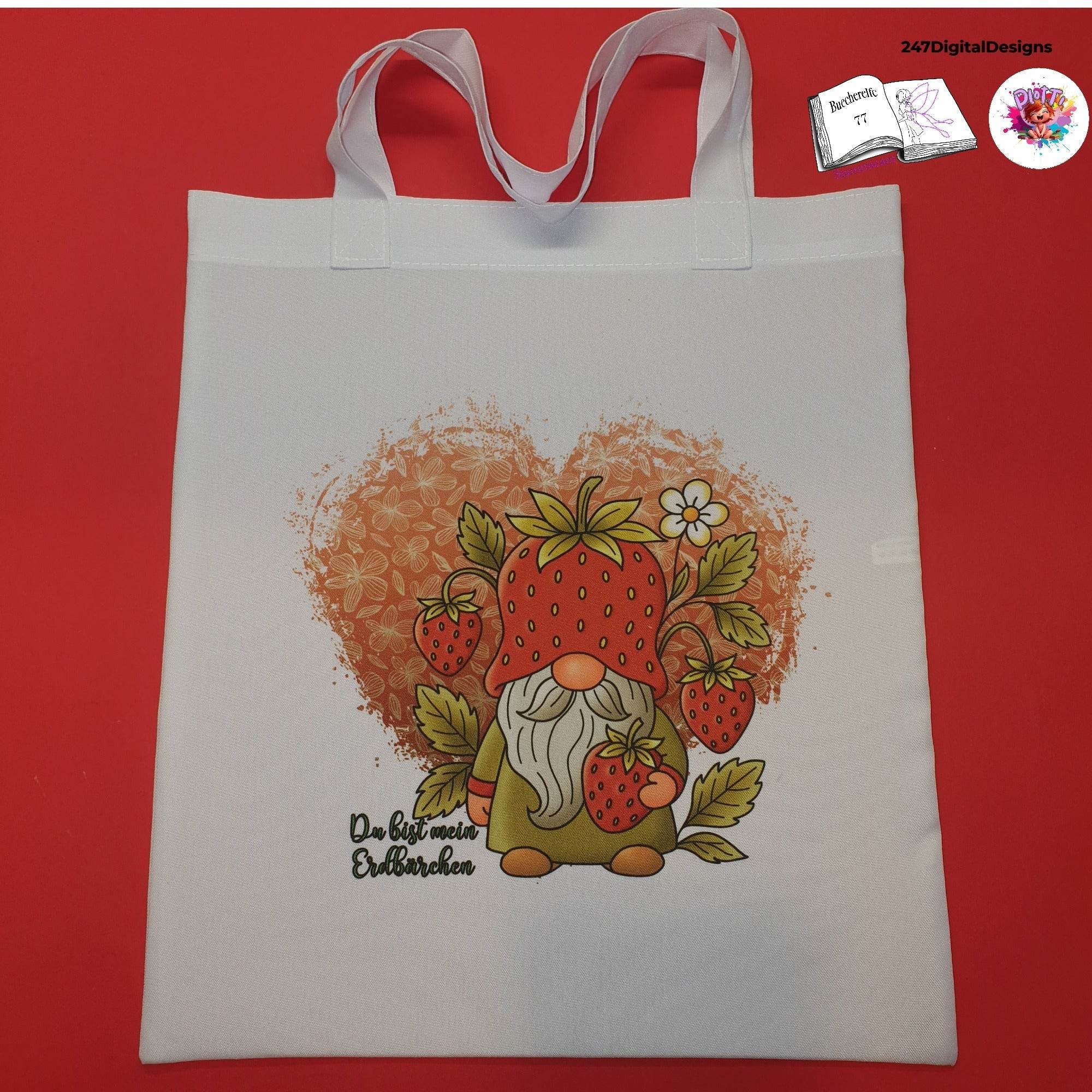 Plotterdatei Erdbeer Wichtel Hugo Sublimation, Digistamp, Digipaper ! - Sewando