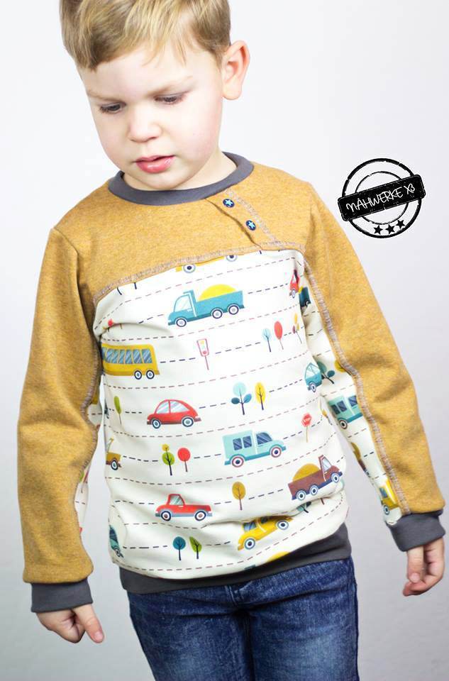 Big Sweatie mit coolen Teilungen und Taschen für 105cm-140cm Körpergröße - Sewando