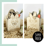 Laserdatei - Osterkorb mit Hasen und Schriftzügen - Sewando