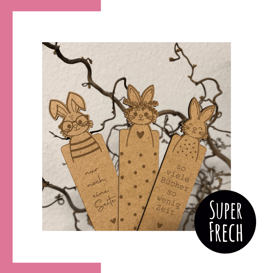 Lesezeichen Laserdatei Hase | Basteln mit Papier + Holz - Sewando