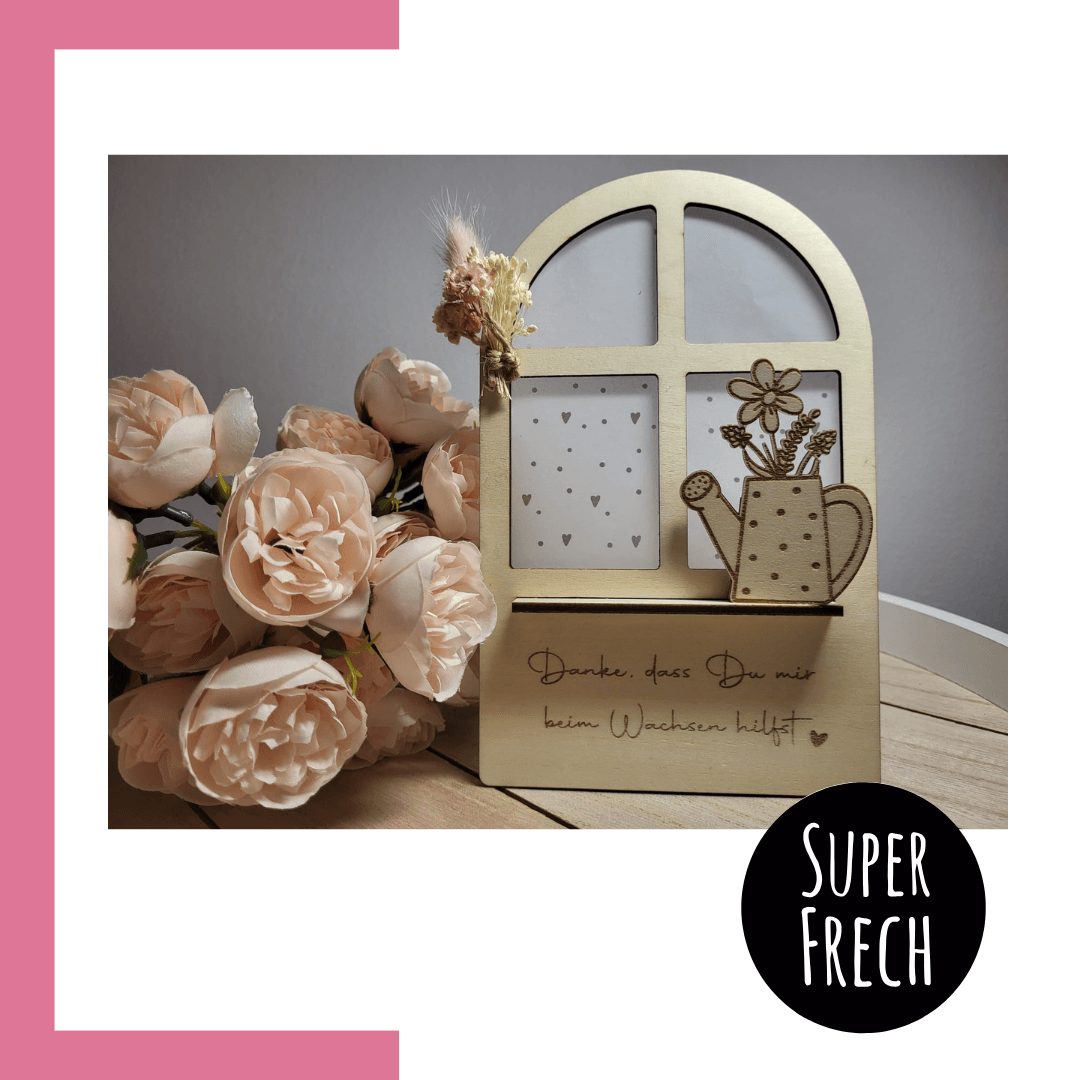 Laserdatei Fensterrahmen mit Gießkanne - Sewando