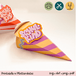 Mini-Schultüte Schulkind lila / orange - Printable für Schere oder Plotter - Sewando