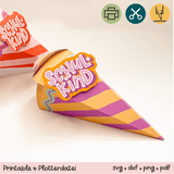 Mini-Schultüte Schulkind lila / orange - Printable für Schere oder Plotter - Sewando