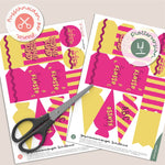 Geschenkanhänger Schulkind / 1. Klasse gelb / pink - Printable (Schere oder Plotter) - Sewando
