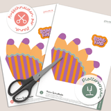 Mini-Schultüte Schulkind lila / orange - Printable für Schere oder Plotter - Sewando