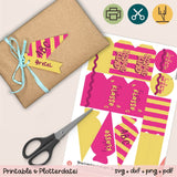 Geschenkanhänger Schulkind / 1. Klasse gelb / pink - Printable (Schere oder Plotter) - Sewando
