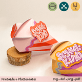 Mini-Schultüte Schulkind rosa / rot - Printable für Schere oder Plotter - Sewando