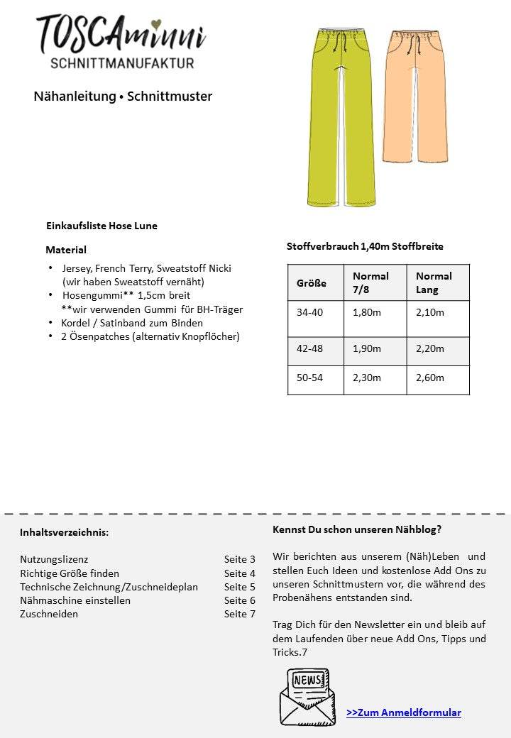 Schnittmuster Jogginghose Lune Gr. 34-54 - Beamerdatei - Sewando