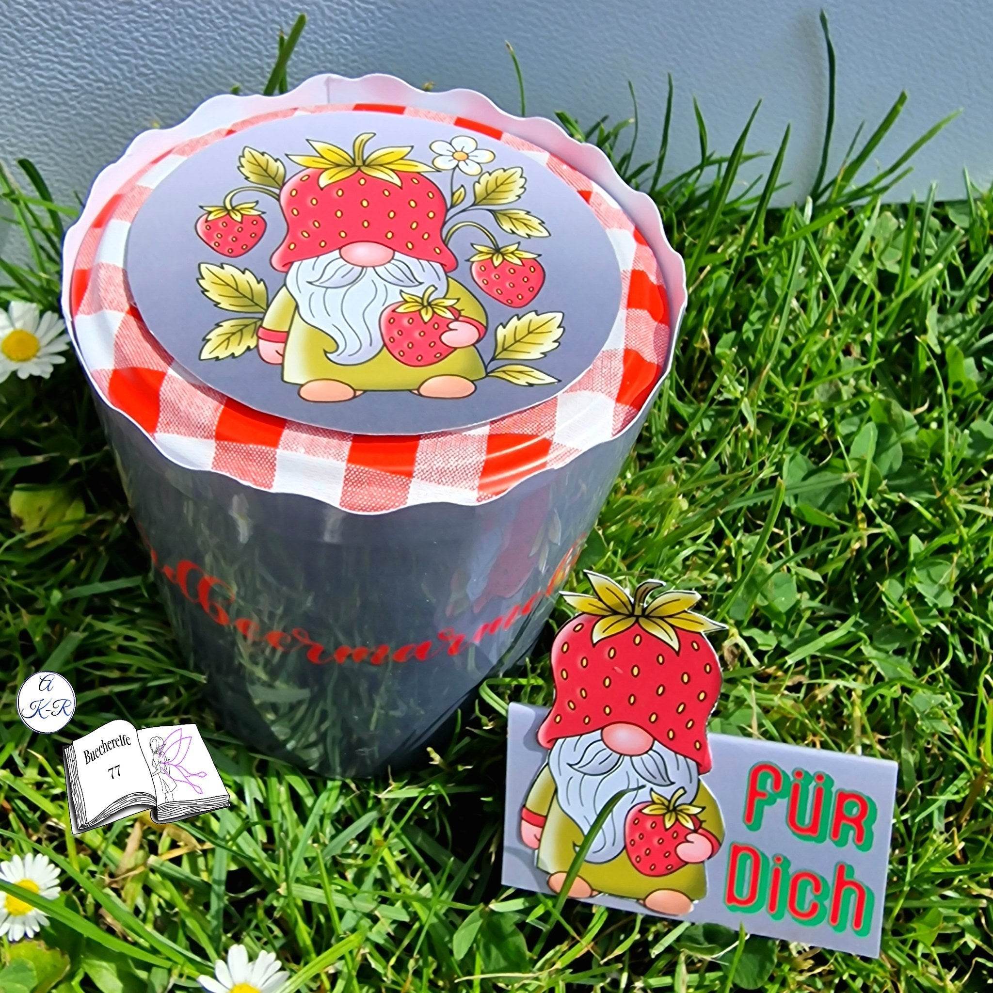 Plotterdatei Erdbeer Wichtel Hugo Sublimation, Digistamp, Digipaper ! - Sewando