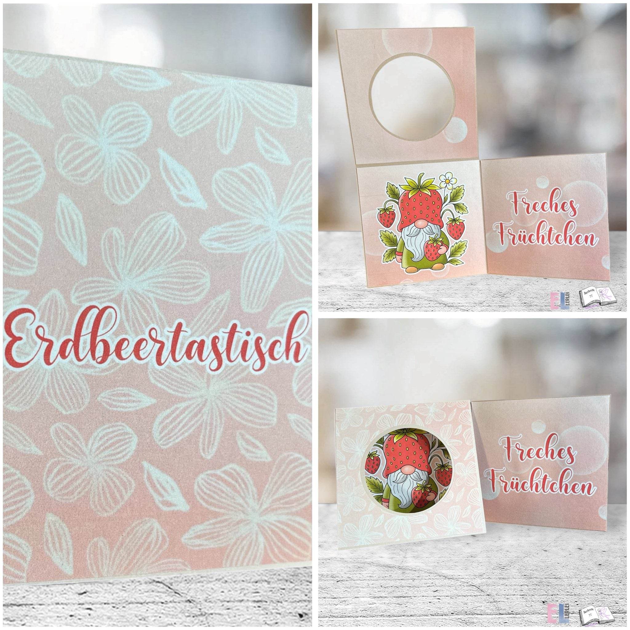 Plotterdatei Erdbeer Wichtel Hugo Sublimation, Digistamp, Digipaper ! - Sewando