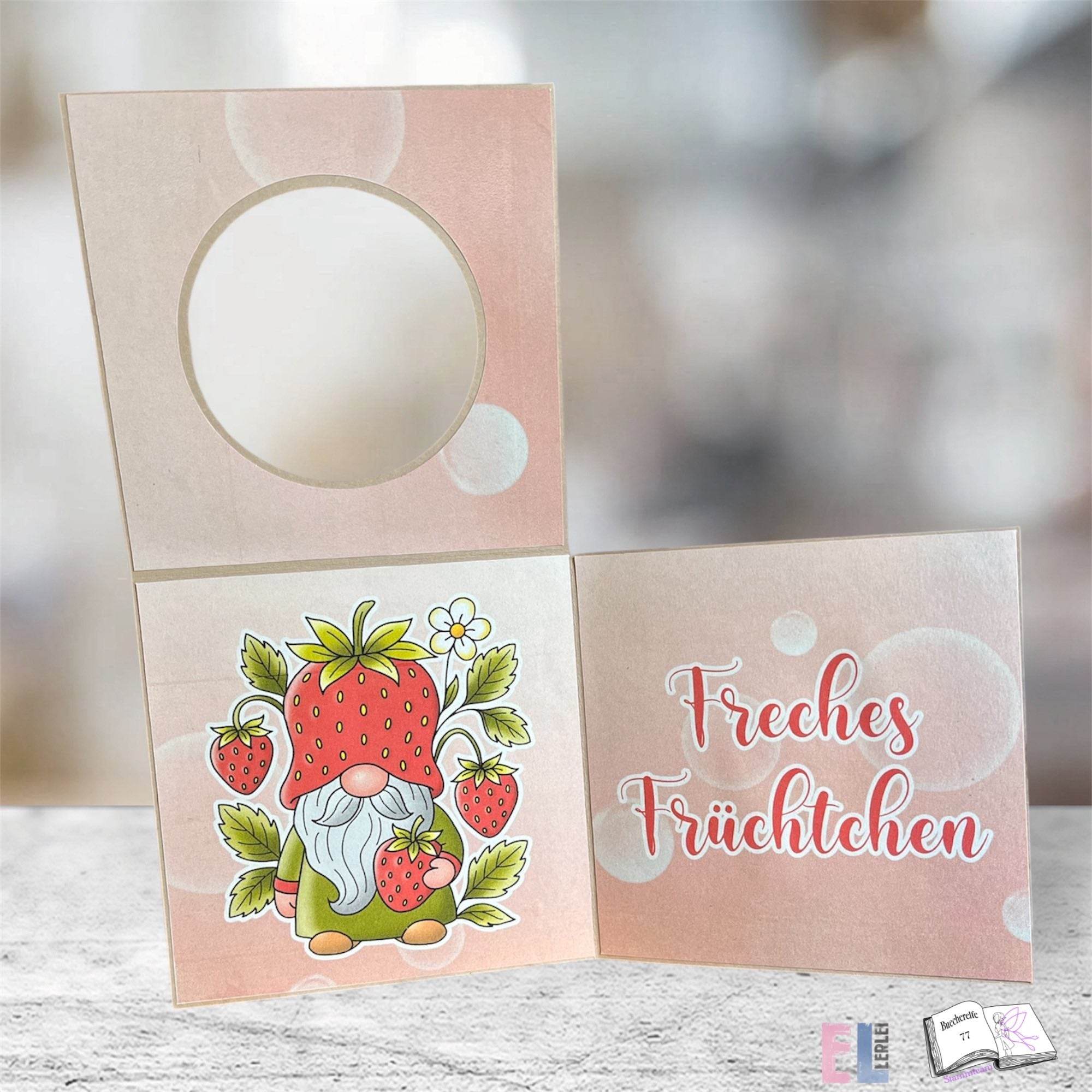 Plotterdatei Erdbeer Wichtel Hugo Sublimation, Digistamp, Digipaper ! - Sewando