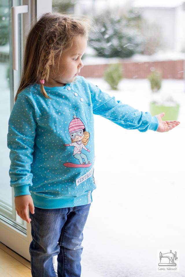 Big Sweatie mit coolen Teilungen und Taschen für 105cm-140cm Körpergröße - Sewando