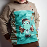 Big Sweatie mit coolen Teilungen und Taschen für 105cm-140cm Körpergröße - Sewando